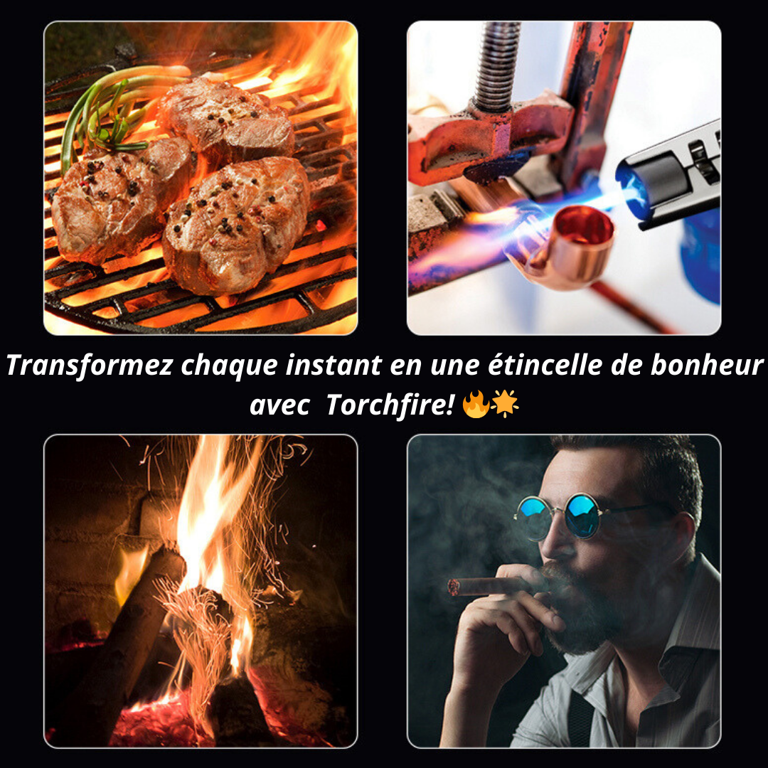 Torche Briquet-TorchFire™ Illuminez vos aventures culinaires avec notre puissant briquet de camping ! Une flamme à jet inoubliable pour des moments mémorables ! 🔥