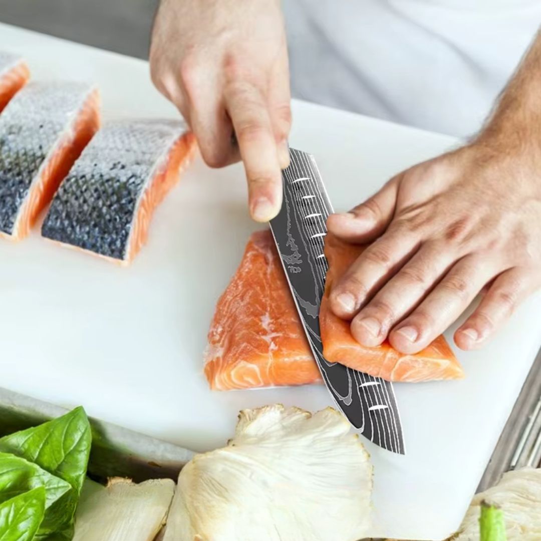 Couteau-Santoku-Japonais-7-Pouces-avec-Lame-Damas 